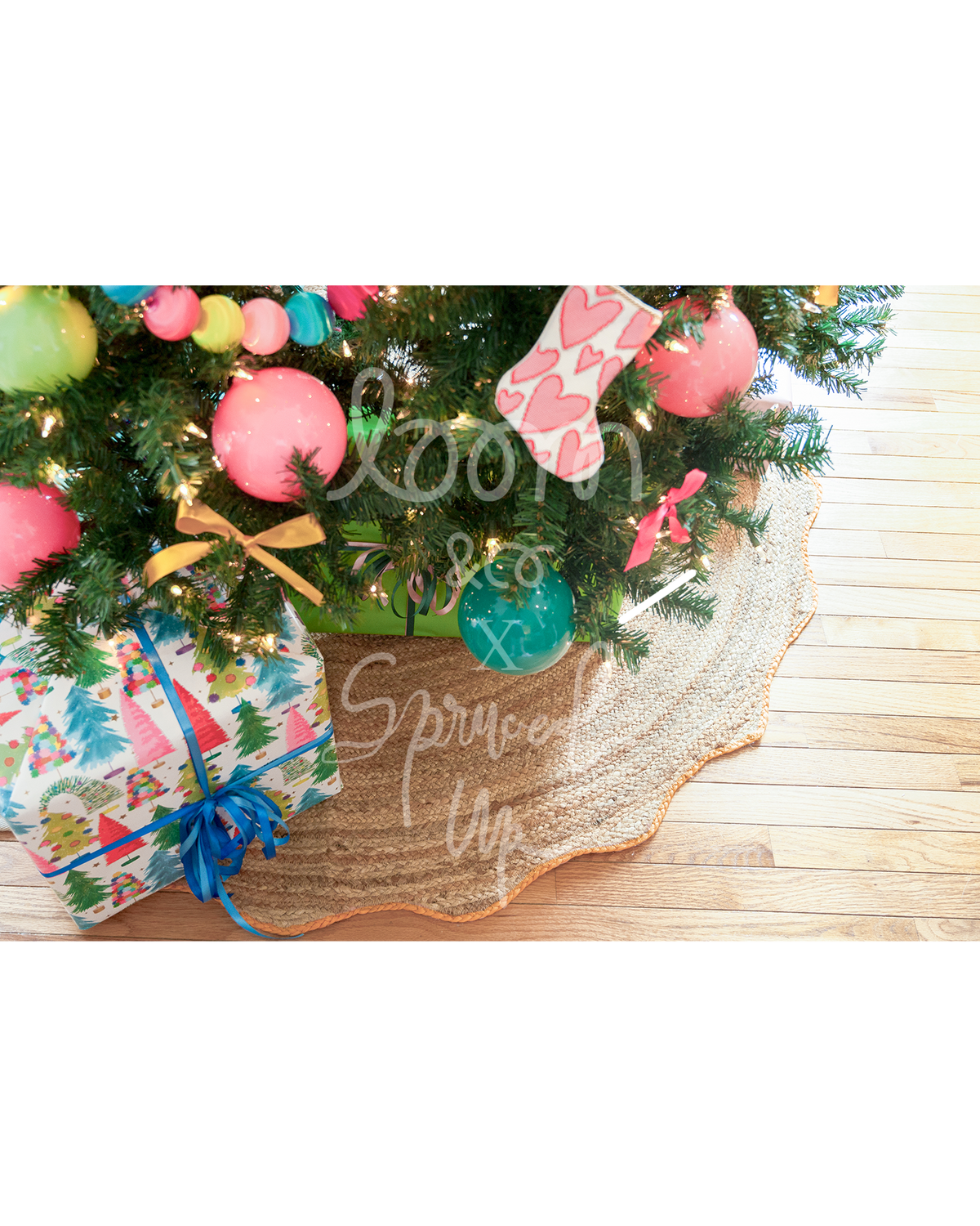 loom & co x spruced up tree skirt | tangerine